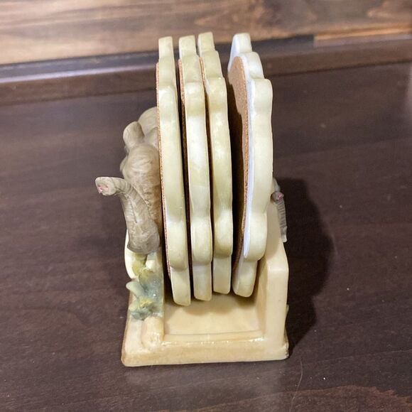 Hand painted Elephants Coaster Set of 4 and Holder - Picture 8 of 9